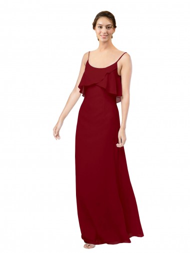 Acheter Bordeaux Fourreau Scoop Mousseline Longue Robes demoiselle d'honneur