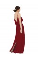 Acheter Bordeaux Fourreau Scoop Mousseline Longue Robes demoiselle d'honneur