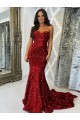 Acheter Bordeaux Fourreau Traîne moyenne Paillettes Velours Longue Robes de bal