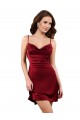 Acheter Bordeaux Fourreau midi Satiné Soyeux Courte Robes demoiselle d'honneur / Robes de soirée / Robes de cocktail
