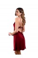 Acheter Bordeaux Fourreau midi Satiné Soyeux Courte Robes demoiselle d'honneur / Robes de soirée / Robes de cocktail