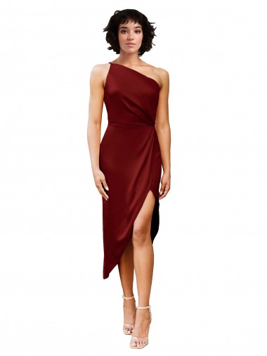 Acheter Bordeaux Fourreau midi Satiné Stretch Courte Robes demoiselle d'honneur / Robes de soirée / Robes de cocktail