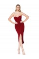 Acheter Bordeaux Sirène Col Haut Crêpe Stretch Courte Asymétrique Robes demoiselle d'honneur / Robes de soirée / Robes de cocktail
