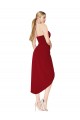 Acheter Bordeaux Sirène Col Haut Crêpe Stretch Courte Asymétrique Robes demoiselle d'honneur / Robes de soirée / Robes de cocktail