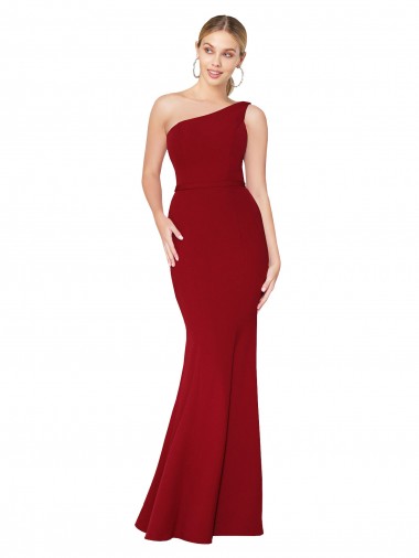 Acheter Bordeaux Sirène Col Haut Crêpe Stretch Longue Formelles Robes demoiselle d'honneur / Robes de soirée / Robes de bal