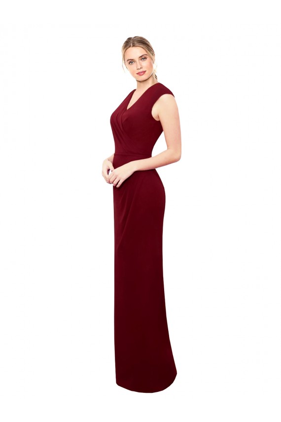 Acheter Bordeaux Sirène Col V Mousseline Longue Robes demoiselle d'honneur / Robes de bal