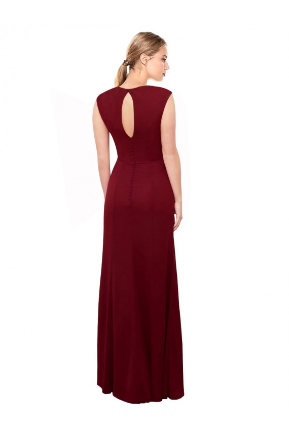 Acheter Bordeaux Sirène Col V Mousseline Longue Robes demoiselle d'honneur / Robes de bal