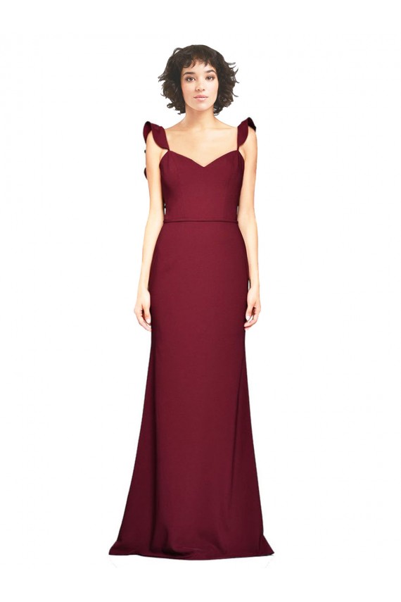 Acheter Bordeaux Sirène Sans bretelle Crêpe Stretch Longue Robes demoiselle d'honneur / Robes de bal