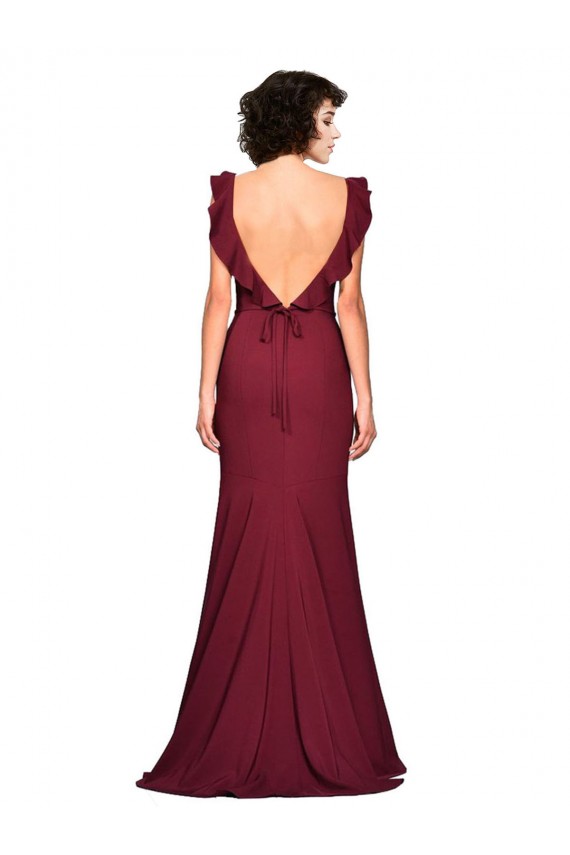 Acheter Bordeaux Sirène Sans bretelle Crêpe Stretch Longue Robes demoiselle d'honneur / Robes de bal