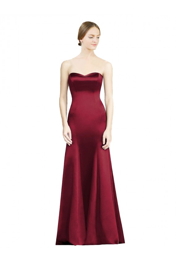 Acheter Bordeaux Sirène Satiné Longue Robes demoiselle d'honneur