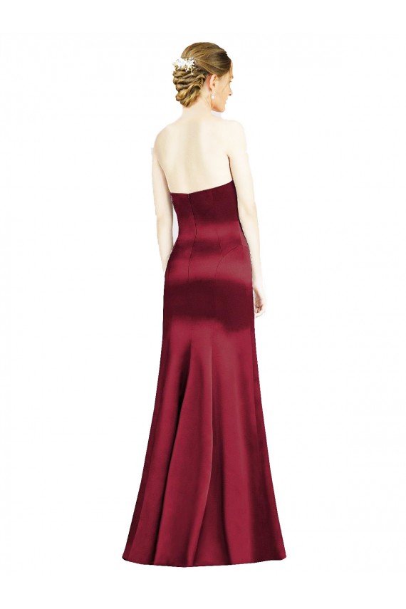 Acheter Bordeaux Sirène Satiné Longue Robes demoiselle d'honneur