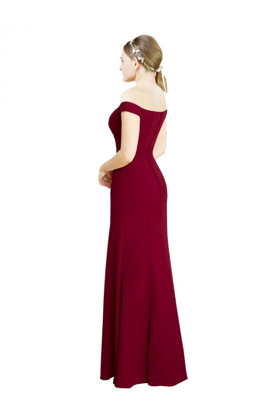 Acheter Bordeaux Sirène Épaule Dénudée Mousseline Longue Robes demoiselle d'honneur / Robes de bal