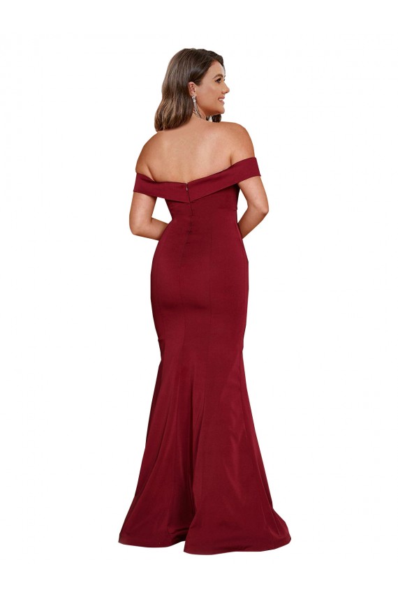 Acheter Bordeaux Sirène Épaule Dénudée Spandex Longue Formelles Robes demoiselle d'honneur / Robes de soirée / Robes de bal