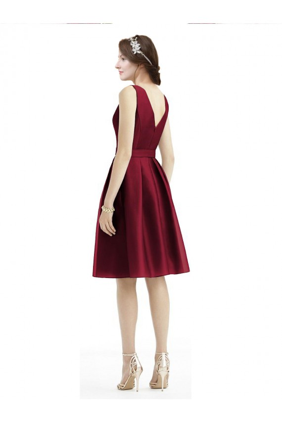 Acheter Bordeaux Trapèze Bateau Satiné Courte Robes demoiselle d'honneur / Robes de cocktail