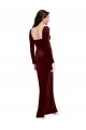 Acheter Bordeaux Trapèze Bretelles spaghetti Col Carré Velours Stretch Longue Robes demoiselle d'honneur / Robes de bal