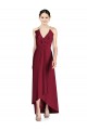 Acheter Bordeaux Trapèze Bretelles spaghetti Col V Mousseline Longue Asymétrique Robes demoiselle d'honneur