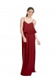 Acheter Bordeaux Trapèze Bretelles spaghetti Mousseline Longue Robes demoiselle d'honneur