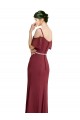 Acheter Bordeaux Trapèze Bretelles spaghetti Mousseline Longue Robes demoiselle d'honneur