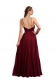 Acheter Bordeaux Trapèze Bretelles spaghetti Mousseline Longue Robes demoiselle d'honneur