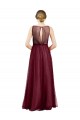 Acheter Bordeaux Trapèze Col Bateau Tulle Longue Robes demoiselle d'honneur