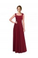 Acheter Bordeaux Trapèze Col Carré Crêpe Stretch Longue Robes demoiselle d'honneur / Robes de bal