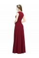 Acheter Bordeaux Trapèze Col Carré Crêpe Stretch Longue Robes demoiselle d'honneur / Robes de bal