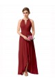 Acheter Bordeaux Trapèze Col Haut Mousseline Longue Asymétrique Robes demoiselle d'honneur