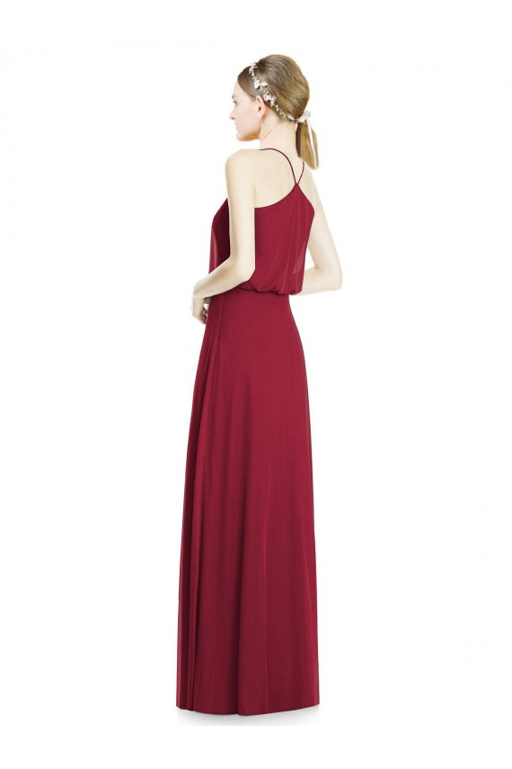 Acheter Bordeaux Trapèze Col V Mousseline Longue Robes demoiselle d'honneur