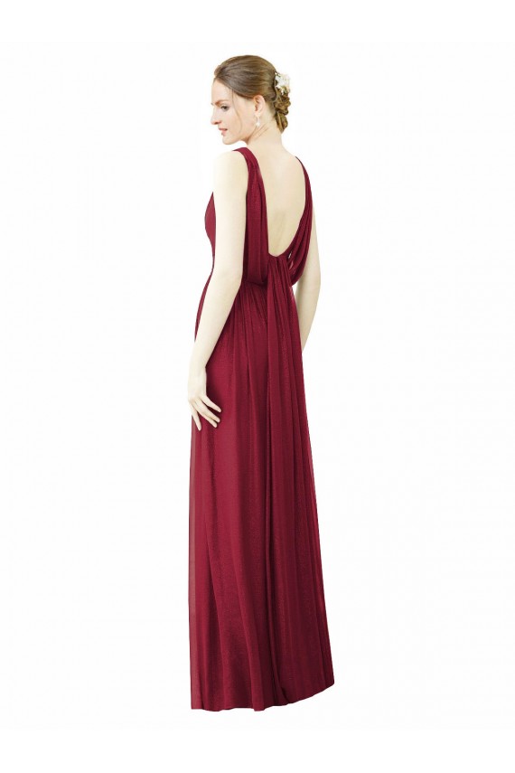 Acheter Bordeaux Trapèze Col V Mousseline Longue Robes demoiselle d'honneur