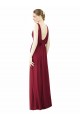 Acheter Bordeaux Trapèze Col V Mousseline Longue Robes demoiselle d'honneur