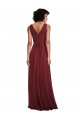 Acheter Bordeaux Trapèze Col V Mousseline Longue Robes demoiselle d'honneur