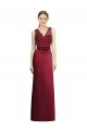 Acheter Bordeaux Trapèze Col V Satiné Dentelle Longue Robes demoiselle d'honneur