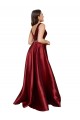 Acheter Bordeaux Trapèze Col V Satiné Longue Formelles Robes demoiselle d'honneur / Robes de soirée / Robes de bal