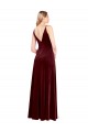 Acheter Bordeaux Trapèze Col V Velours Stretch Longue Robes demoiselle d'honneur / Robes de bal