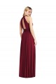 Acheter Bordeaux Trapèze Licou Col Haut Mousseline Longue Robes demoiselle d'honneur