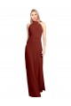 Acheter Bordeaux Trapèze Licou Col Haut Mousseline Longue Robes demoiselle d'honneur / Robes de bal