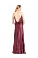 Acheter Bordeaux Trapèze Licou Col Haut Paillette Longue Formelles Robes demoiselle d'honneur / Robes de soirée / Robes de bal