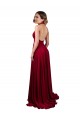 Acheter Bordeaux Trapèze Licou Col V Spandex Longue Formelles Robes demoiselle d'honneur / Robes de soirée / Robes de bal