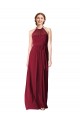 Acheter Bordeaux Trapèze Licou Mousseline Longue Robes demoiselle d'honneur