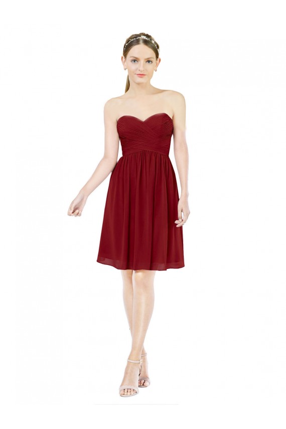 Acheter Bordeaux Trapèze Mousseline Courte Robes demoiselle d'honneur / Robes de cocktail