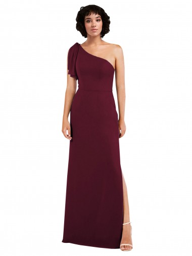 Acheter Bordeaux Trapèze Mousseline Longue Formelles Robes demoiselle d'honneur / Robes de soirée