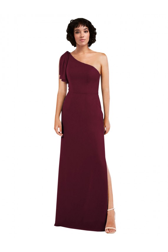 Acheter Bordeaux Trapèze Mousseline Longue Formelles Robes demoiselle d'honneur / Robes de soirée