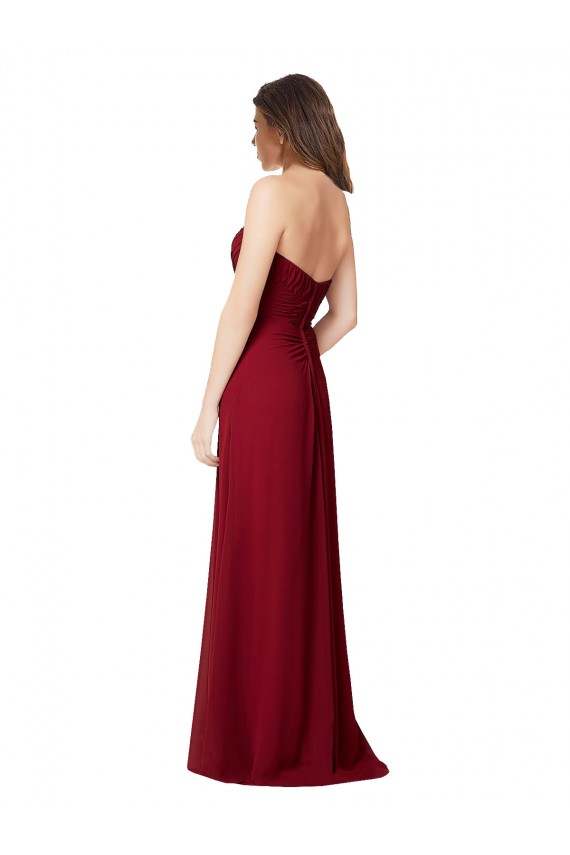 Acheter Bordeaux Trapèze Mousseline Longue Robes demoiselle d'honneur