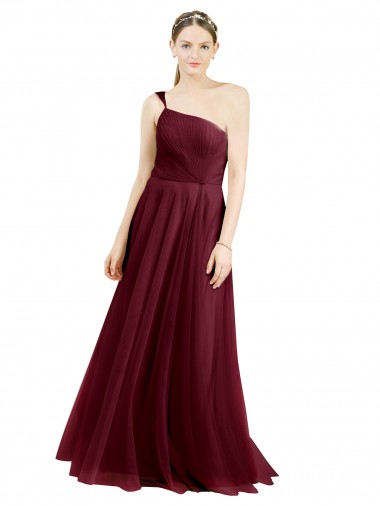 Acheter Bordeaux Trapèze Tulle Longue Robes demoiselle d'honneur