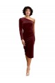Acheter Bordeaux Trapèze midi Velours Stretch Courte Robes demoiselle d'honneur / Robes de bal
