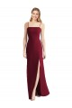 Acheter Bordeaux Trompette Bretelles spaghetti Mousseline Longue Robes demoiselle d'honneur