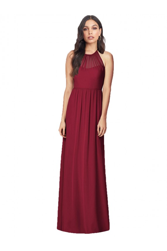 Acheter Bordeaux Trompette Licou Mousseline Longue Robes demoiselle d'honneur