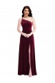 Acheter Bordeaux Trompette Velours Stretch Longue Robes demoiselle d'honneur / Robes de bal