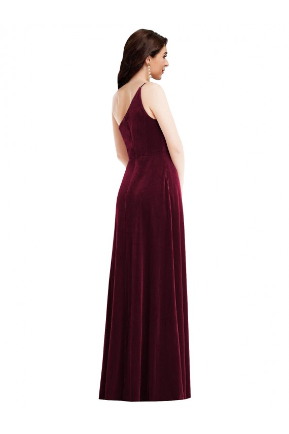 Acheter Bordeaux Trompette Velours Stretch Longue Robes demoiselle d'honneur / Robes de bal