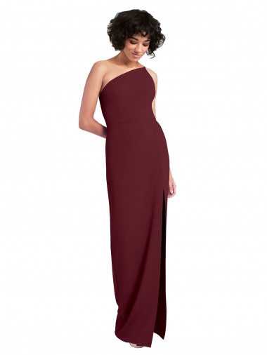 Acheter Bordeaux foncé Fourreau Crêpe Stretch Longue Formelles Robes demoiselle d'honneur / Robes de soirée / Robes de bal